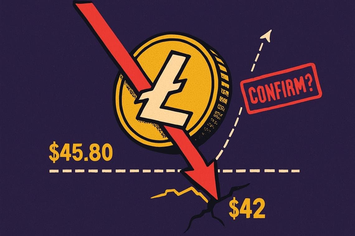 Litecoin traders fixate on $45.80 as market flips between breakdown and bounce