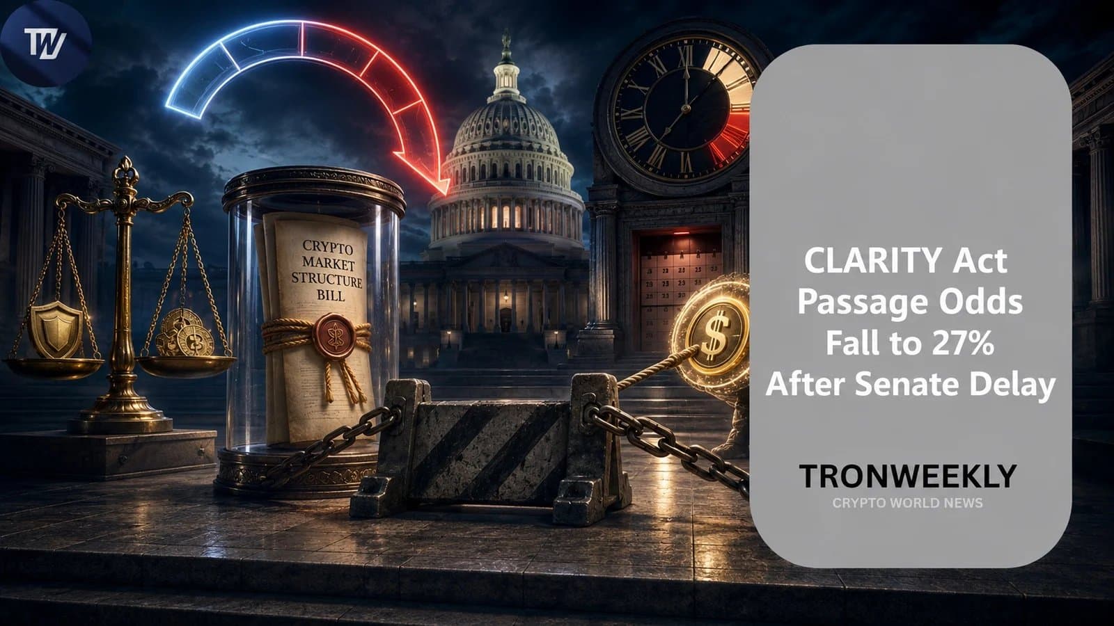 Senate Delay Drops CLARITY Act's Chances to 27 Percent Ahead of August Break